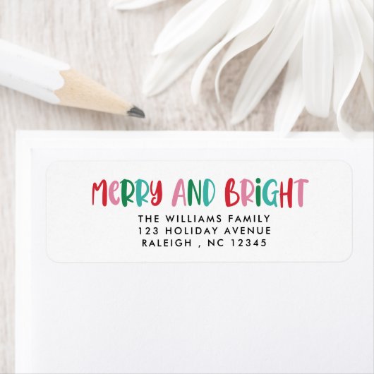 Étiquette Joyeux moderne et brillant rétro Noël coloré (En situation)