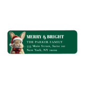 Étiquette Joyeux Noël! Adorable, Lapin, Santa Hat (Devant)