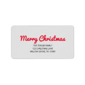 Étiquette Joyeux Noël | Adresse de retour de typographie rou (Devant)