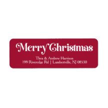 Joyeux Noël Adresse de Retour Rouge Classique