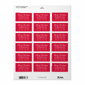 Étiquette Joyeux Noël Adresse de vacances de script rouge (Feuille entière)