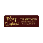 Étiquette Joyeux Noël | Adresse moderne Red Gold (Devant)