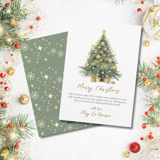 Étiquette Joyeux Noël Aquarelle Gold Script Retour