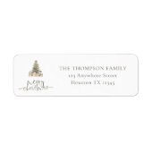 Étiquette Joyeux Noël Arbre Sage Script Adresse de retour (Devant)