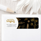 Étiquette Joyeux Noël Arche or noir et blanc Élégant (En situation)