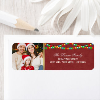 Étiquette Joyeux Noël avec photo de famille personnalisée