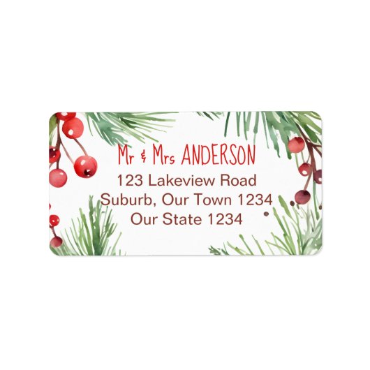 Étiquette Joyeux Noël baies d'hiver pines wath (Devant)