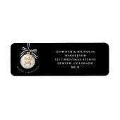 Étiquette Joyeux Noël Bauble noir et blanc Adresse (Devant)