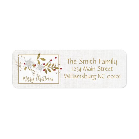 Étiquette Joyeux Noël blanc classique Adresse de retour (Devant)