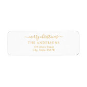 Étiquette Joyeux Noël Blanc Gold Adresse de retour (Devant)