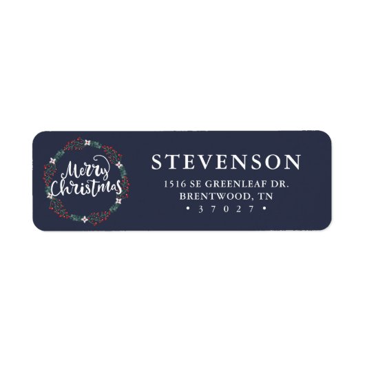 Étiquette Joyeux Noël bleu (Devant)