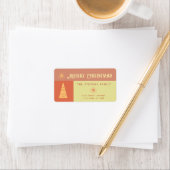 Étiquette Joyeux Noël boho joyeux bloc de couleurs (En situation)