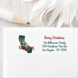 Étiquette Joyeux Noël Californie Holiday Adresse de retour