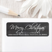 Étiquette Joyeux Noël Calligraphie Script Tableau noir (En situation)
