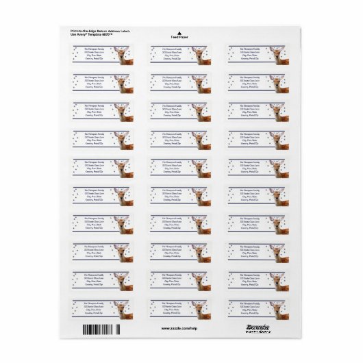 Étiquette Joyeux Noël - Cerf de Neige (Feuille entière)