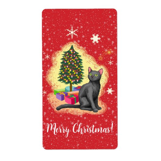Étiquette Joyeux Noël Chat (Devant)