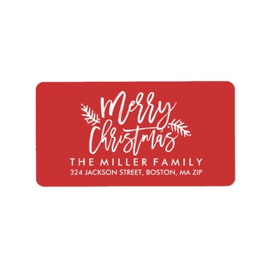 Étiquette Joyeux Noël Chic Main Lettré Fête (Devant)