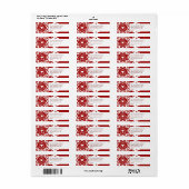 Étiquette Joyeux Noël Cœur Flocon Rouge Blanc (Feuille entière)