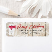 Étiquette Joyeux Noël Coeur Ours Polaire Retour (En situation)