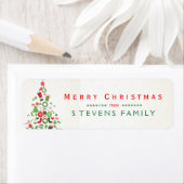 Étiquette Joyeux Noël coloré Arbre de Noël (En situation)