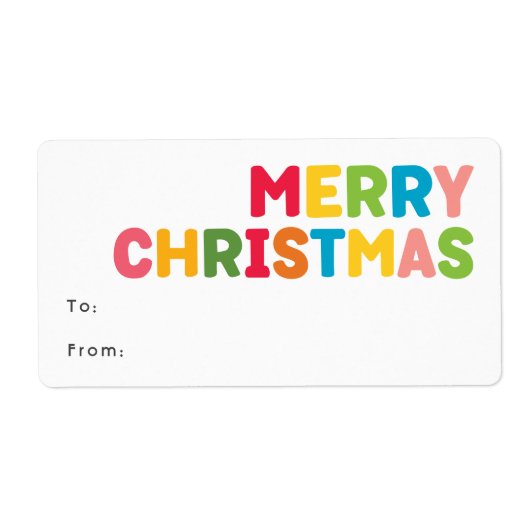 Étiquette Joyeux Noël coloré et lumineux cadeau rectangulair (Devant)