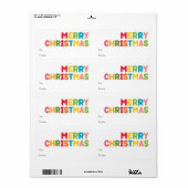 Étiquette Joyeux Noël coloré et lumineux cadeau rectangulair (Feuille entière)