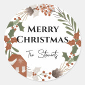 Étiquette Joyeux Noël dans un style nordique simpl (Devant)