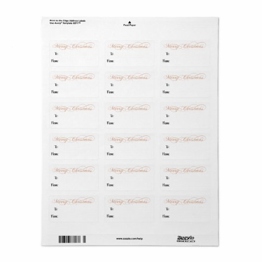 Étiquette Joyeux Noël De À Main Lettré Rose Script (Feuille entière)