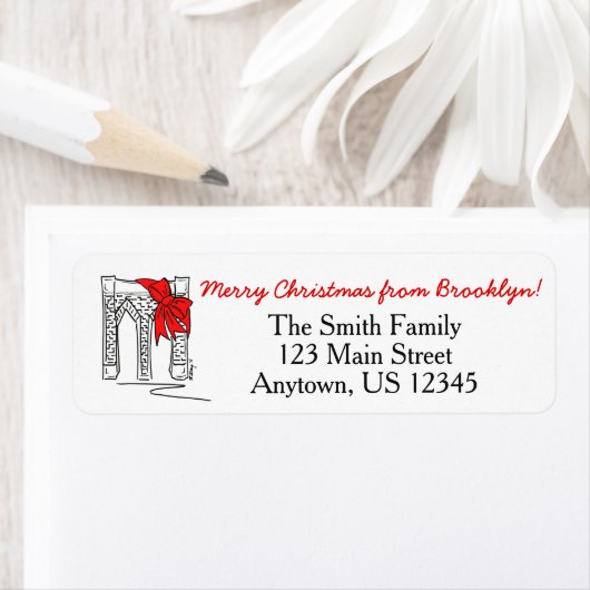 Étiquette Joyeux Noël de Brooklyn New York Bridge NYC (En situation)