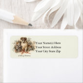 Étiquette Joyeux Noël de vintage Puppy (En situation)