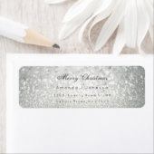 Étiquette Joyeux Noël Délicat Argent Stars gris neige (En situation)