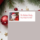 Étiquette Joyeux Noël du chat dans un chapeau de Père Noël