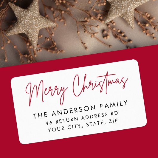 Étiquette Joyeux Noël écriture manuscrite adresse de retour
