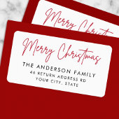 Étiquette Joyeux Noël écriture manuscrite adresse de retour