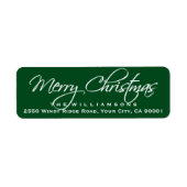 Étiquette Joyeux Noël Élégant Calligraphie Script Vert (Devant)