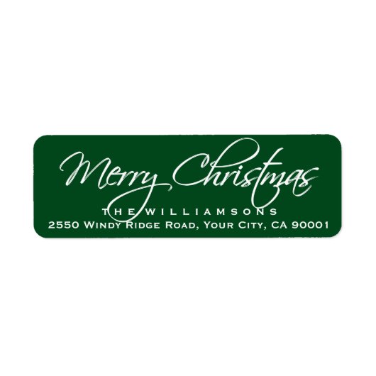 Étiquette Joyeux Noël Élégant Calligraphie Script Vert (Devant)