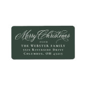 Étiquette Joyeux Noël élégante verte adresse de retour (Devant)