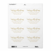 Étiquette Joyeux Noël en or blanc script Retour Adresse (Feuille entière)