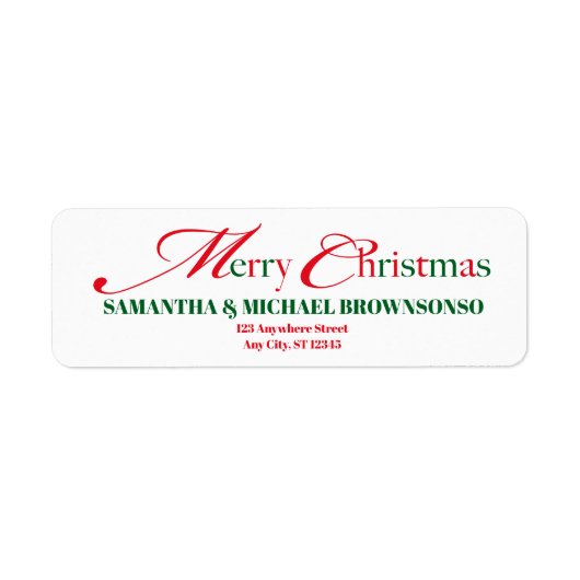 Étiquette Joyeux Noël Famille Maison Script (Devant)