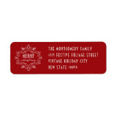 Étiquette Joyeux Noël Folio Art Déco Adresse de vacances (Devant)