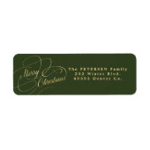 Étiquette Joyeux Noël forêt vert or adresse de retour (Devant)