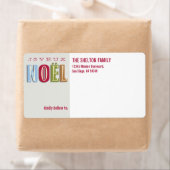Étiquette Joyeux Noel funky rouge vert Noël coutume (En situation)