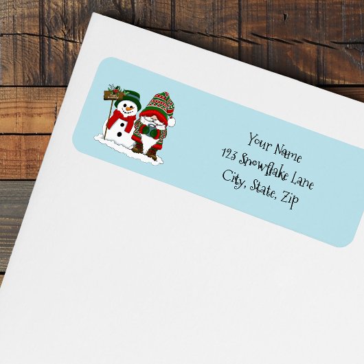 Étiquette Joyeux Noël Gnome Bonhomme de Neige Vacances d'Hiv
