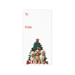 Étiquette Joyeux Noël Goldendoodle Chiens