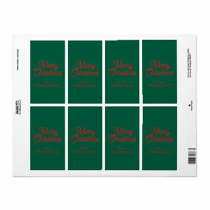 Étiquette Joyeux Noël Green Script Holiday