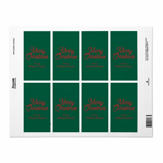 Étiquette Joyeux Noël Green Script Holiday (Feuille entière)