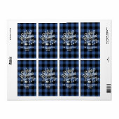 Étiquette Joyeux Noël Joyeux Nouvel An Classique Bleu Chèque (Feuille entière)