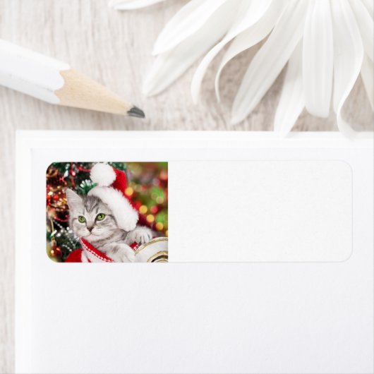 Étiquette Joyeux Noël Kitten (En situation)