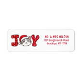 Étiquette Joyeux Noël Kitty Chat " JOY " adresse de retour (Devant)
