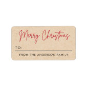 Étiquette Joyeux Noël Kraft papier regarder à partir de l'ét (Devant)